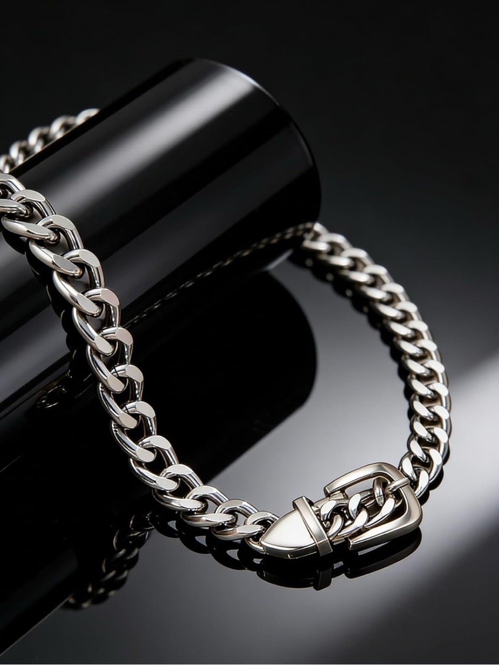 Bold Silver Chunky Chain Belt Choker Necklace - Picture 5 of 8
